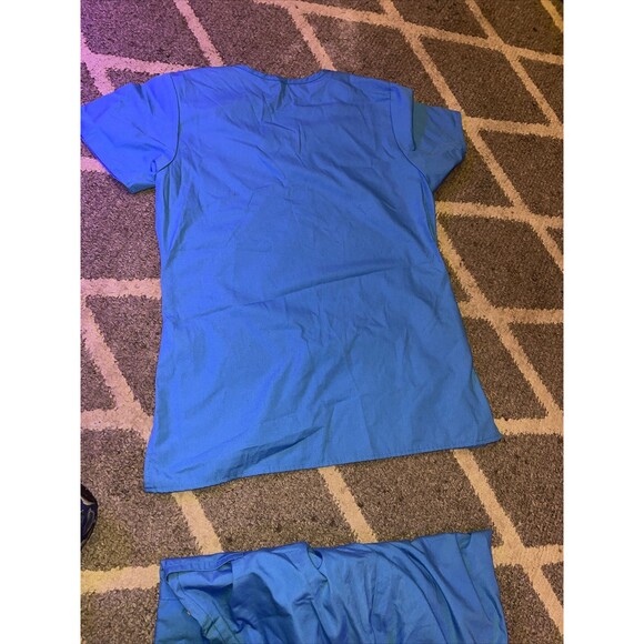 Spread Good Cheer Scrubs Top & Pants Set  Womens Sz Small Blue - Picture 7 of 11